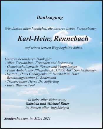 Traueranzeige von Karl-Heinz Rennebach