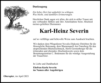 Traueranzeige von Karl-Heinz Severin