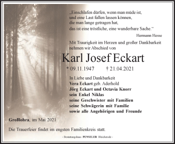 Traueranzeige von Karl Josef Eckart von Thüringer Allgemeine