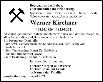 Traueranzeige von Werner Kirchner