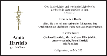Traueranzeige von Anna Hartleib von Thüringer Allgemeine