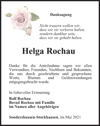 Traueranzeige von Helga Rochau