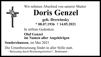 Traueranzeige von Doris Genzel