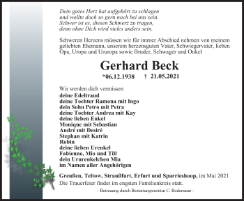 Traueranzeige von Gerhard Beck