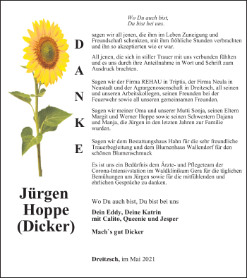 Traueranzeige von Jürgen Hoppe