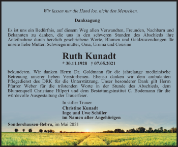 Traueranzeige von Ruth Kunadt