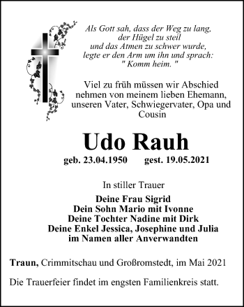 Traueranzeige von Udo Rauh