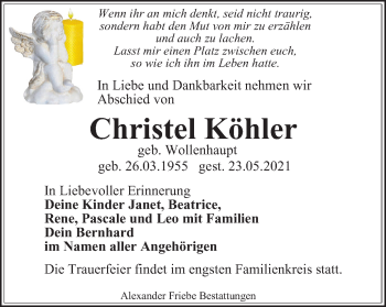 Traueranzeige von Christel Köhler