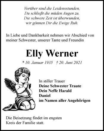 Traueranzeige von Elly Werner