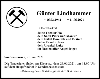 Traueranzeige von Günter Lindhammer