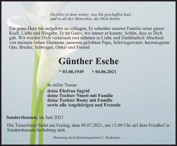 Traueranzeige von Günther Esche