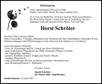 Traueranzeige von Horst Schröter von Thüringer Allgemeine