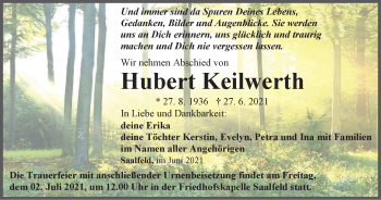 Traueranzeige von Hubert Keilwerth von Ostthüringer Zeitung