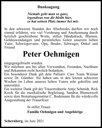 Traueranzeige von Peter Oehmigen