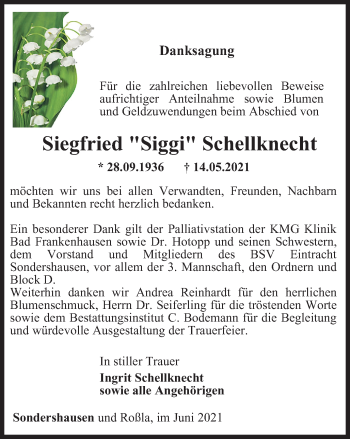 Traueranzeige von Siegfried Schellknecht