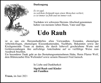 Traueranzeige von Udo Rauh