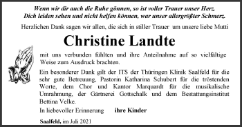 Traueranzeige von Christine Landte von Ostthüringer Zeitung