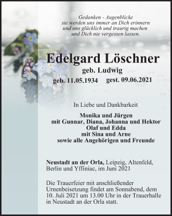 Traueranzeige von Edelgard Löschner