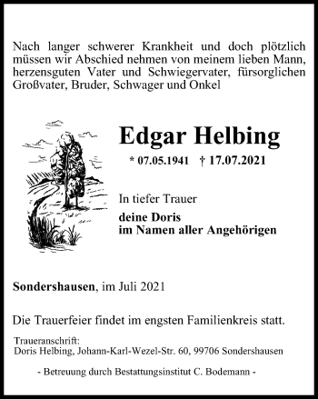 Traueranzeige von Edgar Helbing