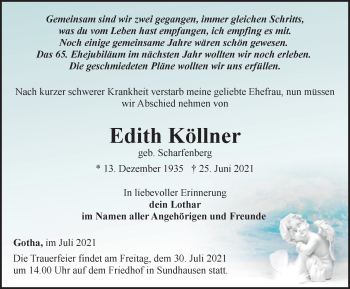 Traueranzeige von Edith Köllner