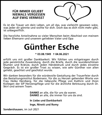 Traueranzeige von Günther Esche