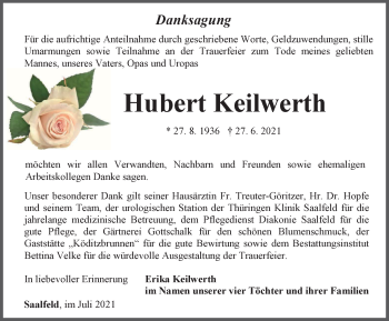 Traueranzeige von Hubert Keilwerth von Ostthüringer Zeitung