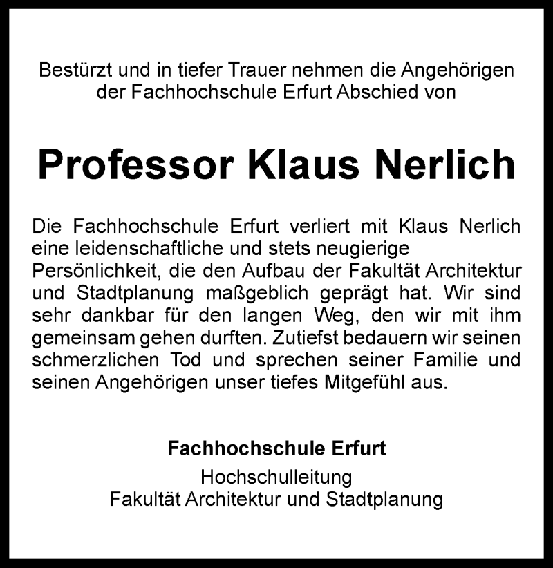  Traueranzeige für Klaus Nerlich vom 17.07.2021 aus Thüringer Allgemeine, Thüringische Landeszeitung