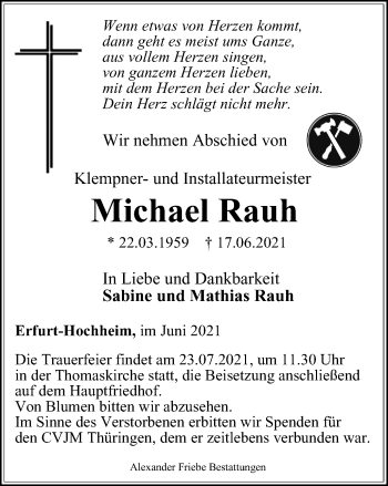 Traueranzeige von Michael Rauh