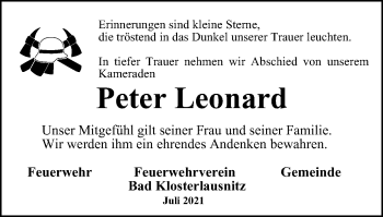 Traueranzeige von Peter Leonard von Ostthüringer Zeitung