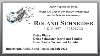 Traueranzeige von Roland Schneider von Ostthüringer Zeitung