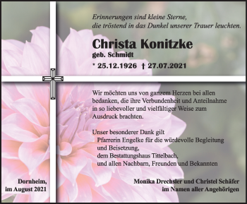 Traueranzeige von Christa Konitzke von Thüringer Allgemeine
