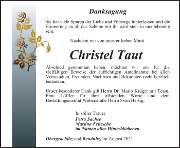 Traueranzeige von Christel Taut