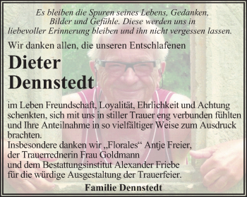 Traueranzeige von Dieter Dennstedt