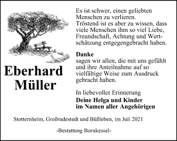 Traueranzeige von Eberhard Müller