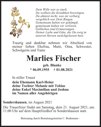 Traueranzeige von Marlies Fischer