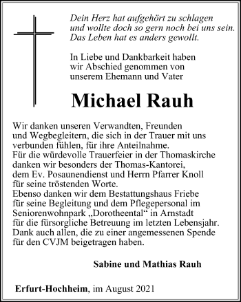 Traueranzeige von Michael Rauh