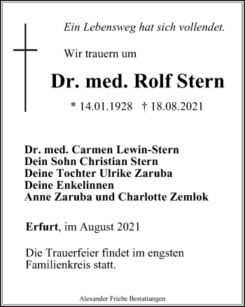 Traueranzeige von Rolf Stern