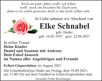 Traueranzeige von Elke Schnabel