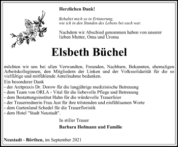 Traueranzeige von Elsbeth Büchel