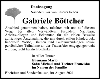 Traueranzeige von Gabriele Böttcher