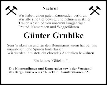 Traueranzeige von Günter Gruhlke