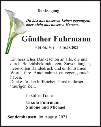 Traueranzeige von Günther Fuhrmann