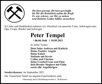 Traueranzeige von Peter Tempel