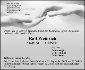 Traueranzeige von Ralf Weinrich von Ostthüringer Zeitung