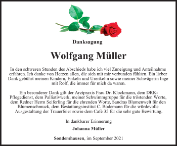 Traueranzeige von Wolfgang Müller