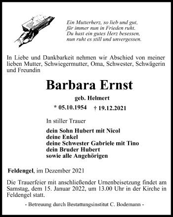 Traueranzeige von Barbara Ernst