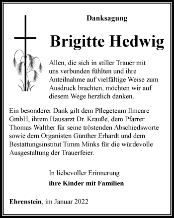 Traueranzeige von Brigitte Hedwig von Thüringer Allgemeine