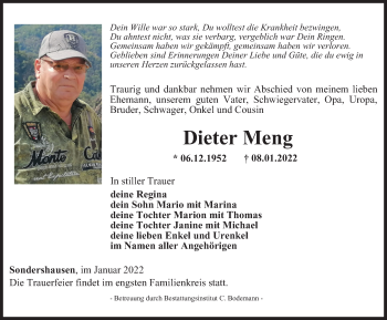 Traueranzeige von Dieter Meng