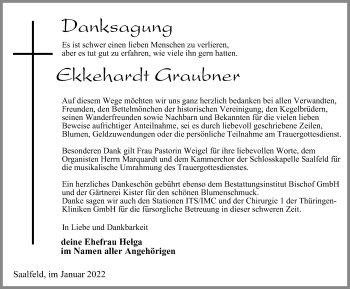 Traueranzeige von Ekkehardt Graubner