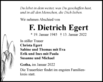 Traueranzeige von F. Dietrich Egert